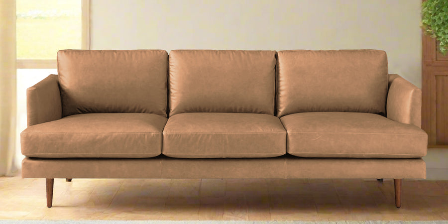 Sterio Leatherette 3 Seater Sofa In Sepia Beige Colour - Febonic Living
