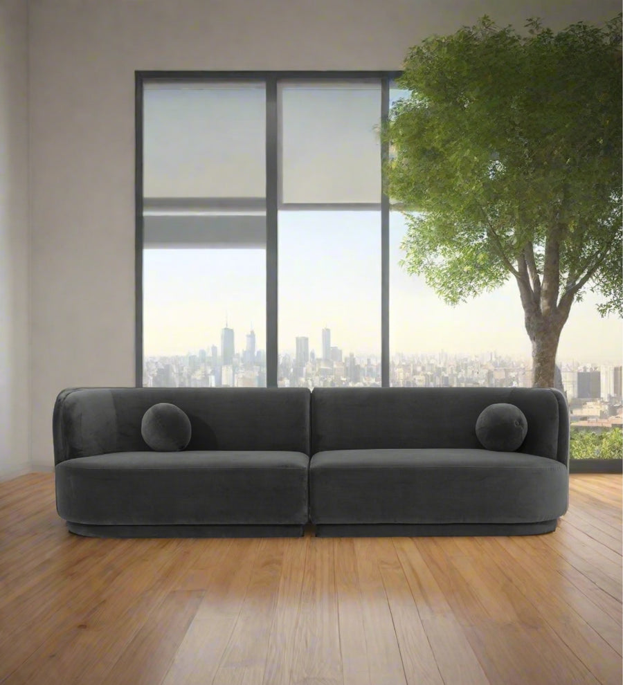 Swoosh 3 Seater Velvet Sofa - Davy Grey by Febonic Living
