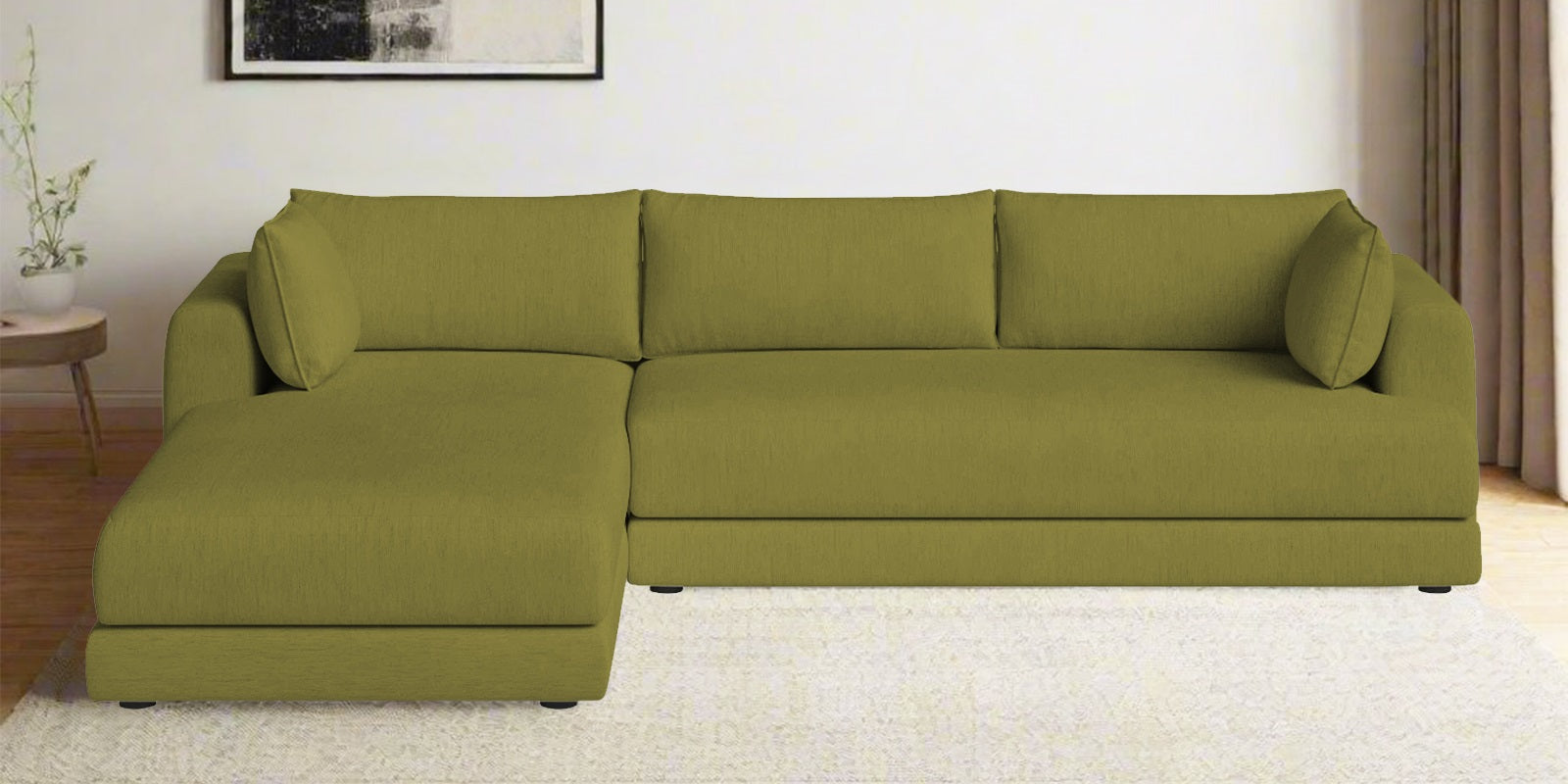 Ziggy Fabric RHS Sectional Sofa (3+Lounger) in Kelly Green Colour