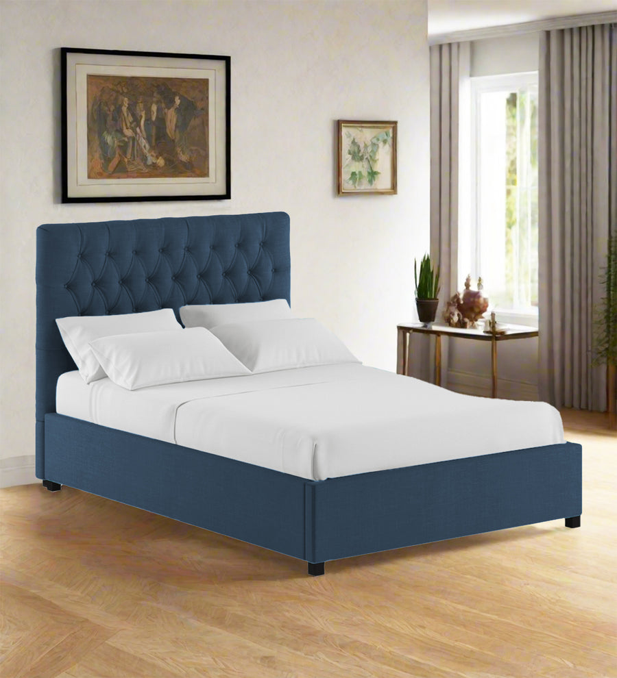 Isko  Upholstered Fabric King Size Bed - Light Blue (Box Storage) by Febonic Living
