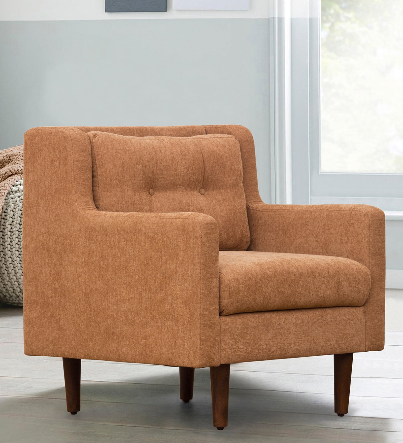 Emma Fabric Accent Chair in Beige Colour