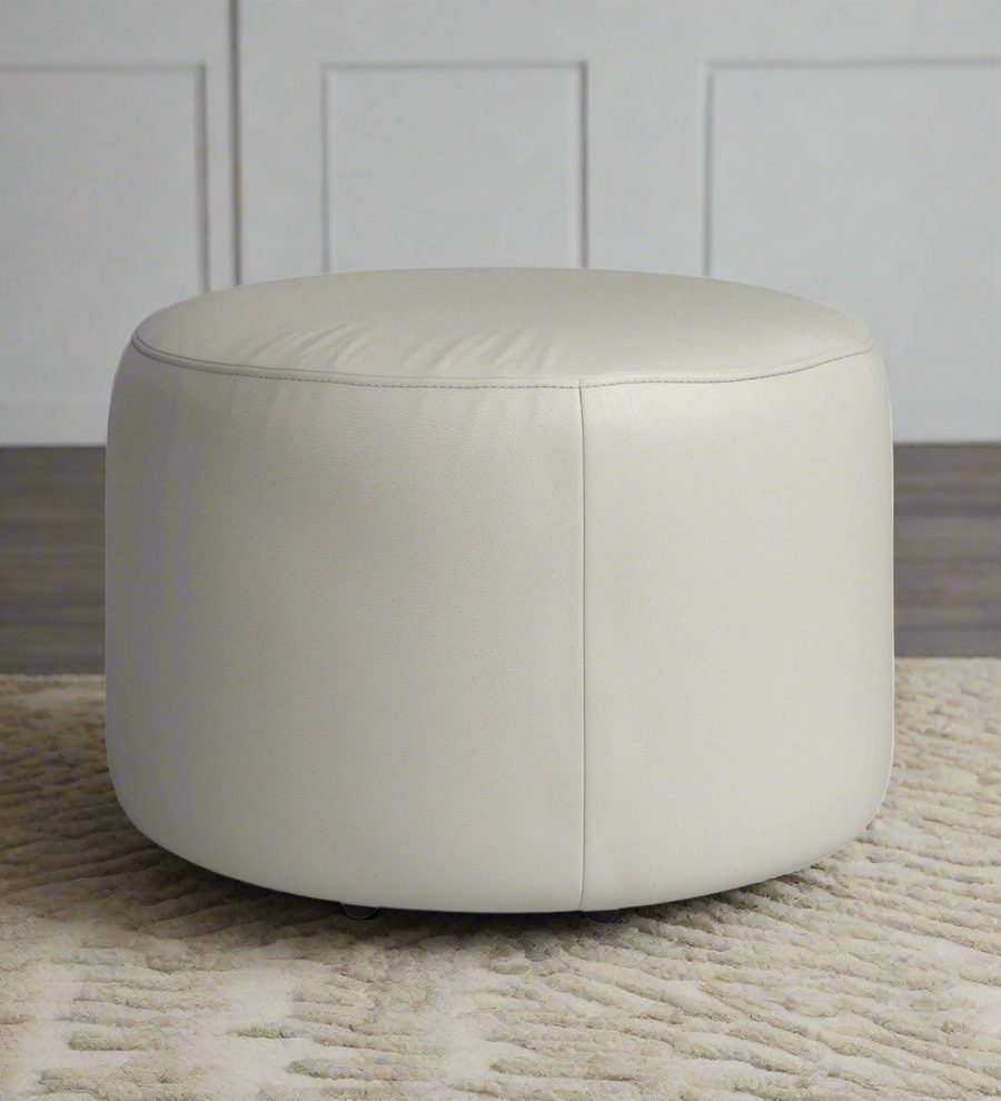 Danva Leatherette Pouffe - Light Grey by Febonic Living