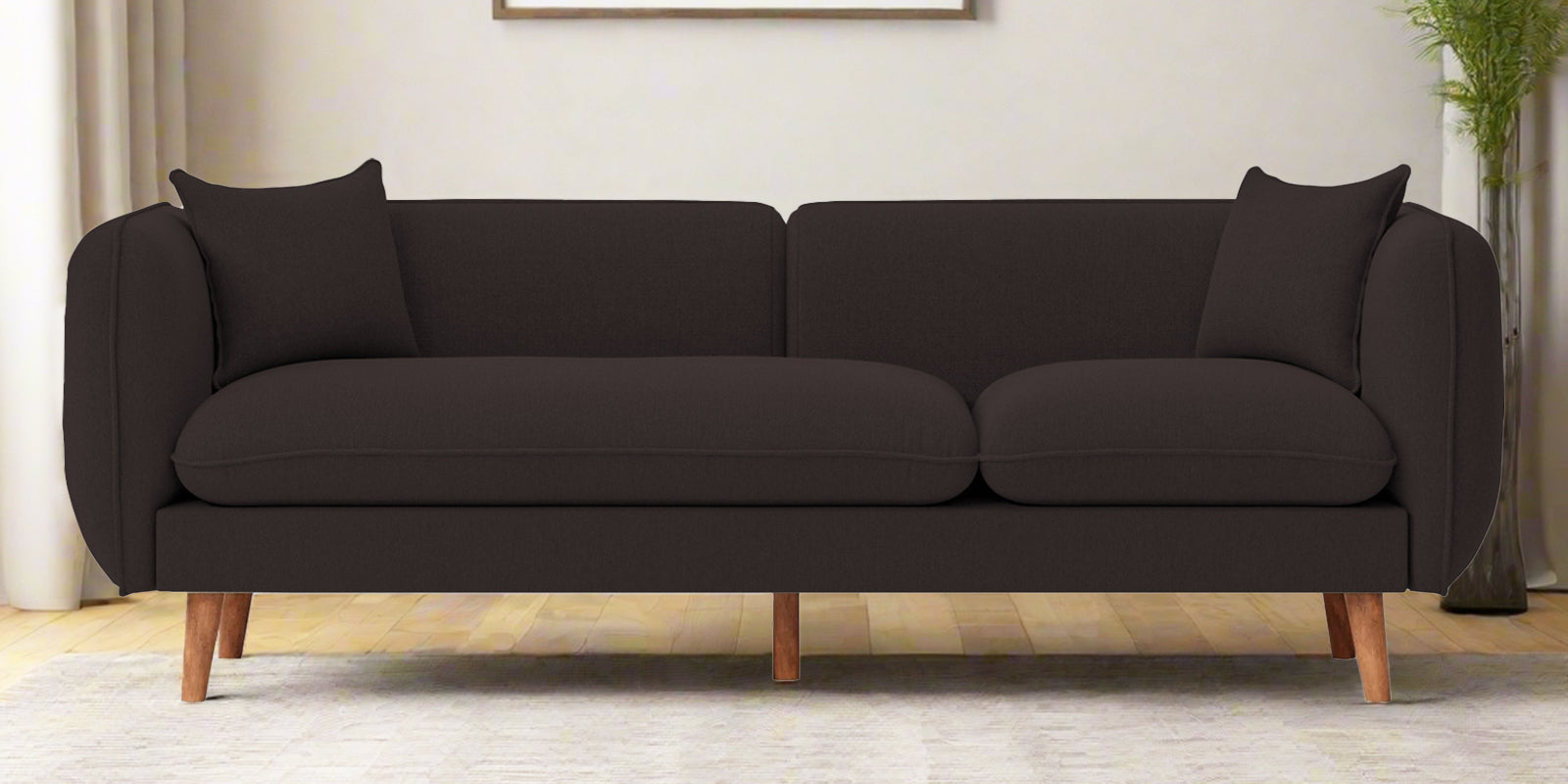 Reva Fabric 3 Seater Sofa In Pebble Brown Colour - Febonic Living