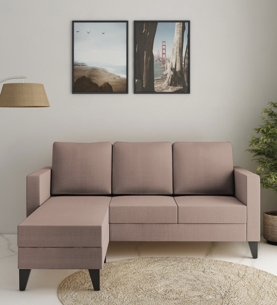 Nori  RHS  (2+Lounger) Fabric Sectional Sofa - Kadhi Beige by Febonic Living