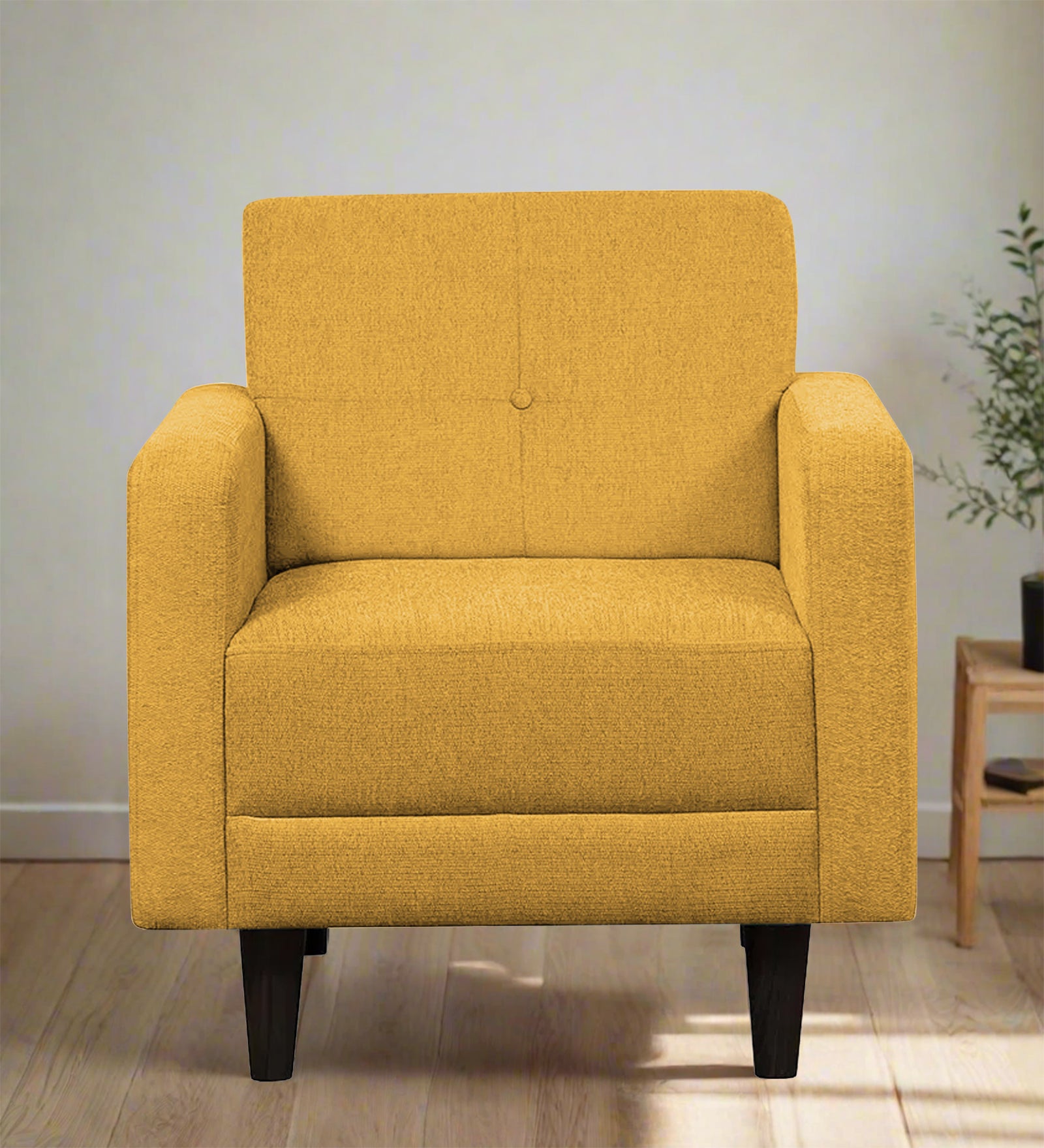 Noha Fabric 1 Seater Sofa in Bold Yellow Colour