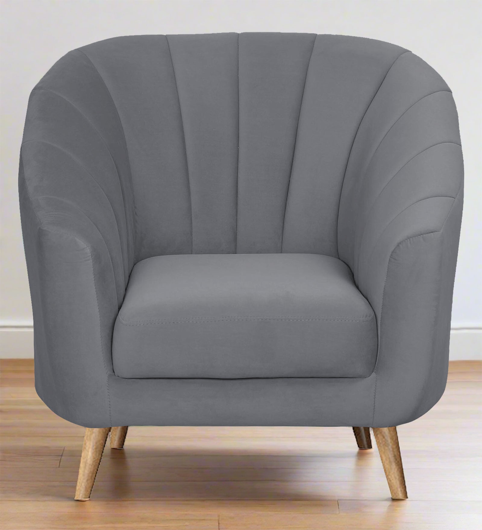 Nancy Velvet 1 Seater Sofa in Pubble Grey Colour