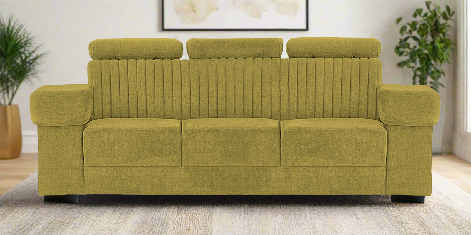 Draco Fabric 3 Seater Sofa In Parrot Green Colour - Febonic Living