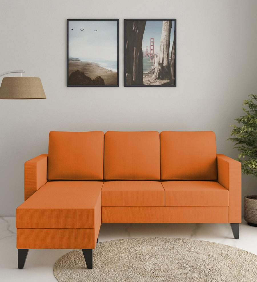 Nori  RHS  (2+Lounger) Fabric Sectional Sofa - Dark Orange by Febonic Living