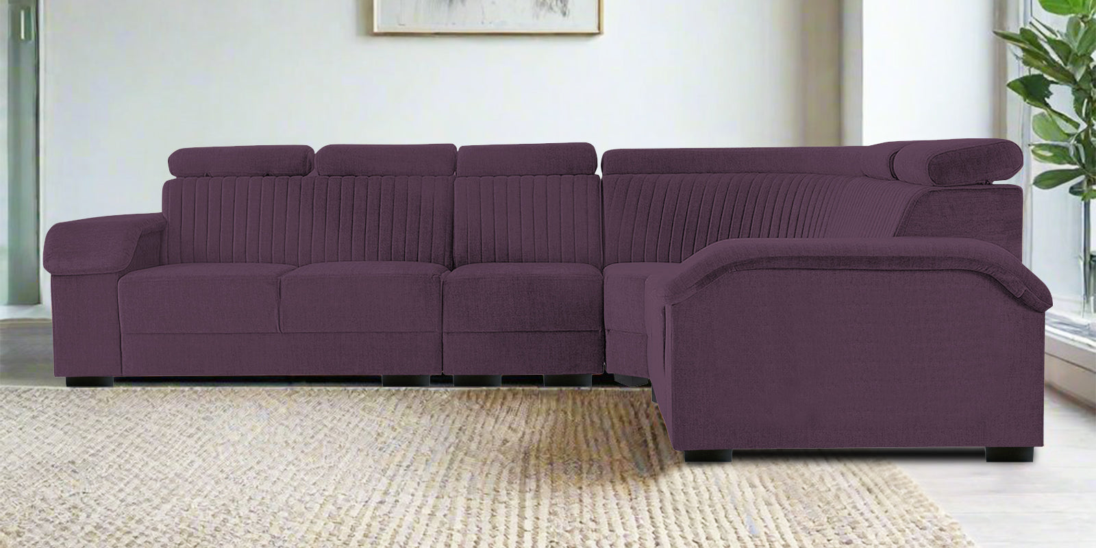 Draco Fabric 6 Seater Corner Sofa In Greek Purple Colour - Febonic Living