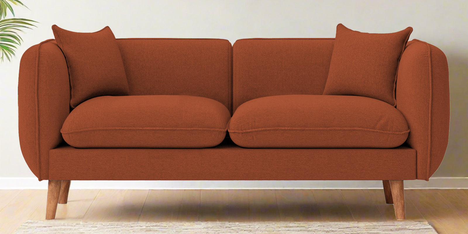 Reva Fabric 2 Seater Sofa In Royal Orange Colour - Febonic Living