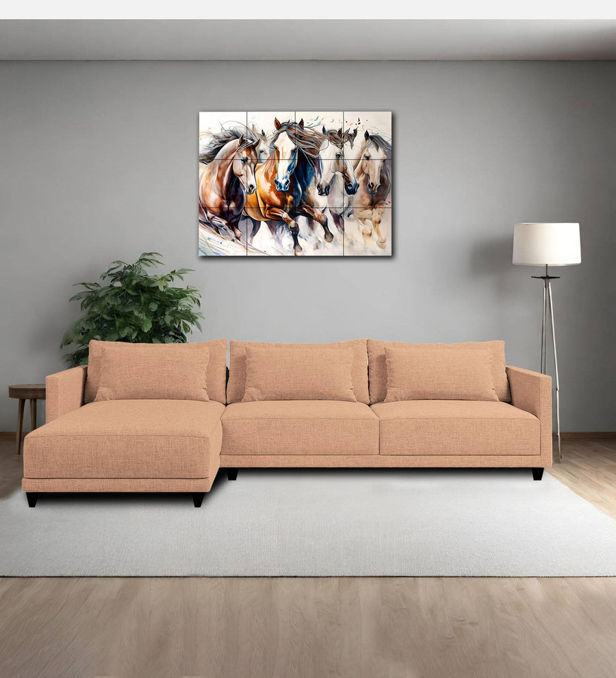 Kera  RHS  (3+Lounger) Fabric Sectional Sofa - Cosmic Beige by Febonic Living