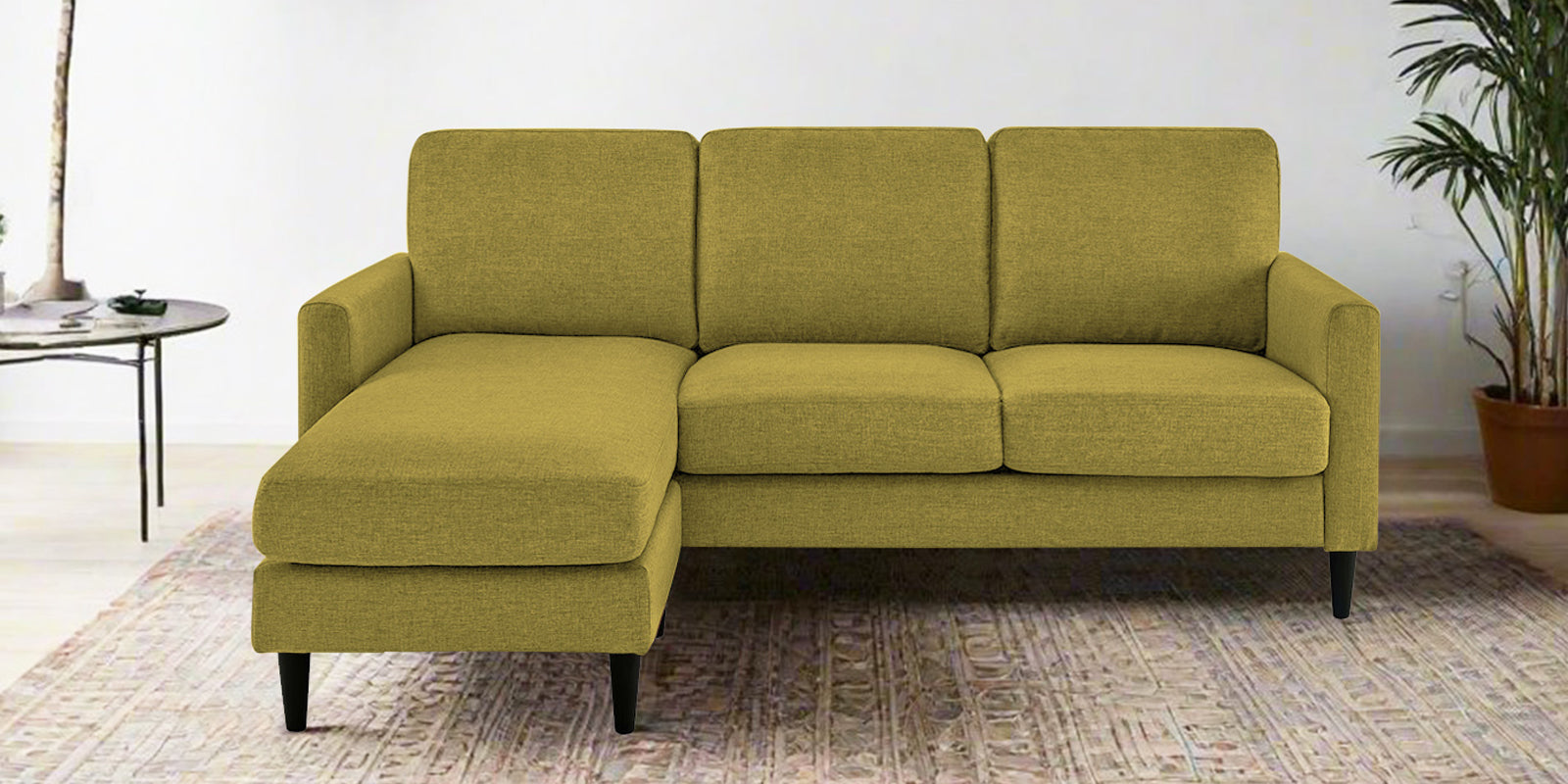 Romie Fabric RHS Sectional Sofa (2+Lounger) In Parrot Green Colour - Febonic Living
