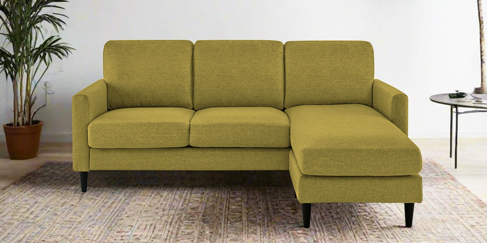 Romie Fabric LHS Sectional Sofa (2+Lounger) In Parrot Green Colour - Febonic Living
