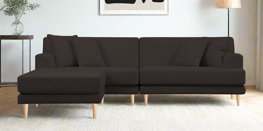 Woody Fabric Rhs Sectional Sofa 3 Lounger In Coal Brown Colour - Febonic Living