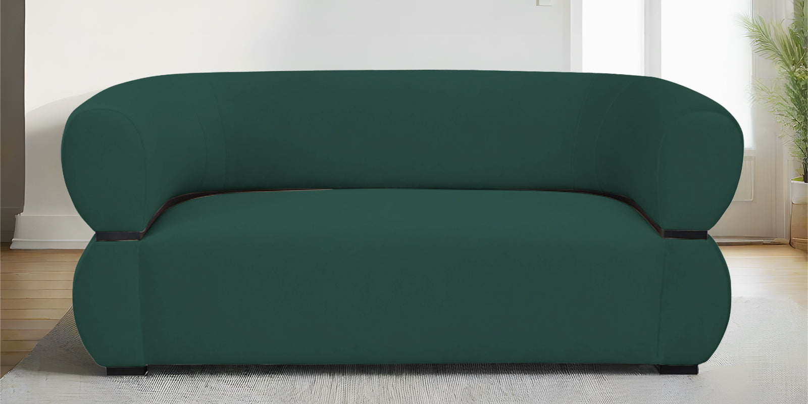 Kula Velvet 2 Seater Sofa In Amazon Green Colour