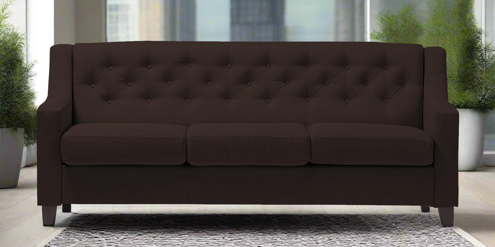 Baidy Fabric 3 Seater Sofa in Coffee Brown Colour