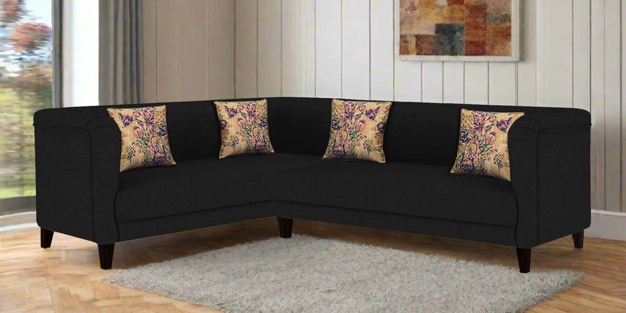 Niki Fabric Corner Sofa In Zed Black Colour - Febonic Living