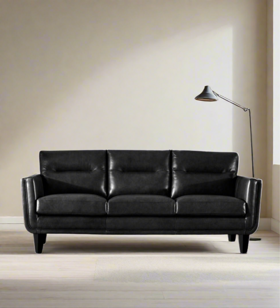 Kiko 3 Seater Leatherette Sofa - Lama Black by Febonic Living