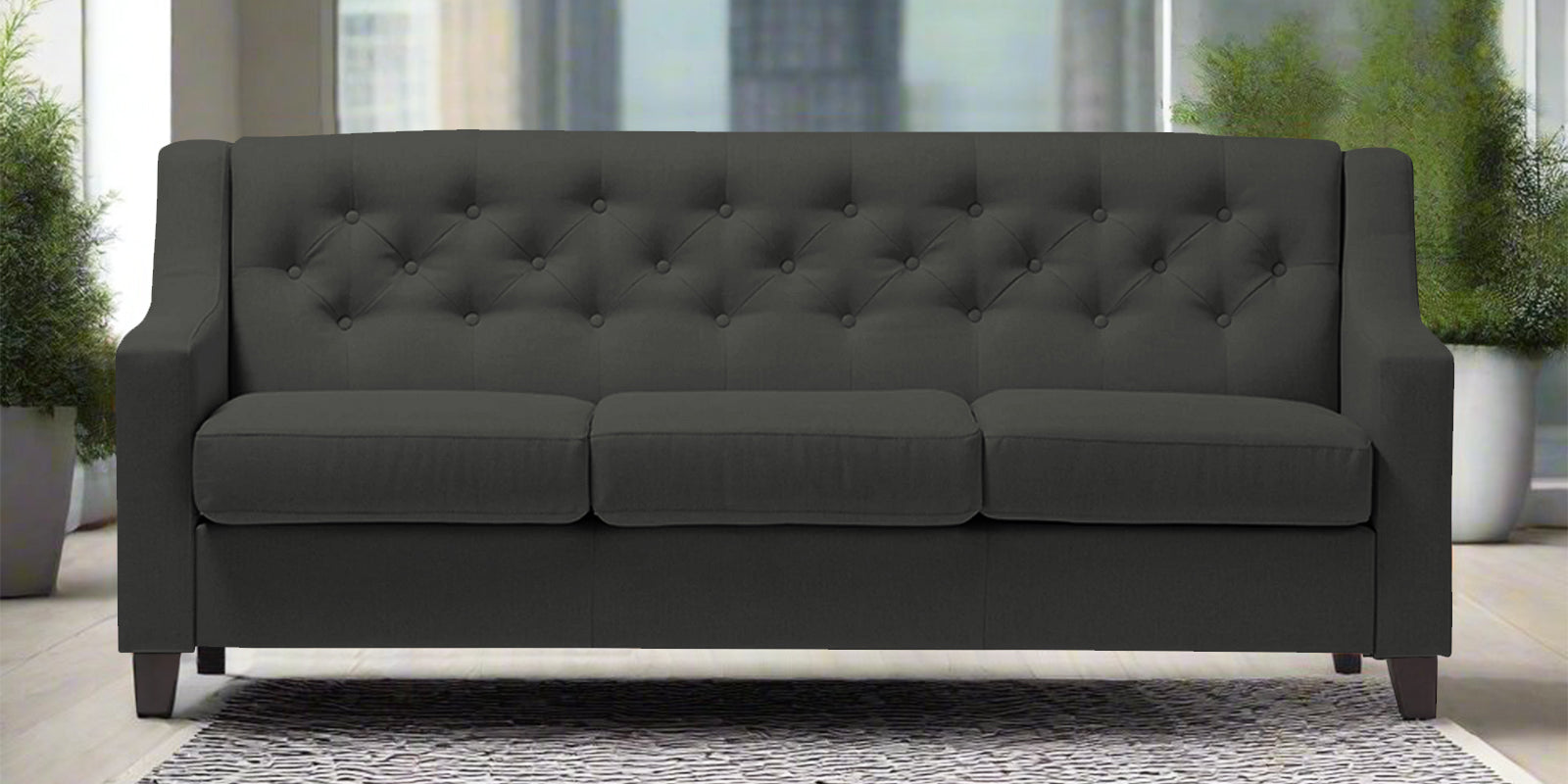 Baidy Fabric 3 Seater Sofa in Charcoal Grey Colour