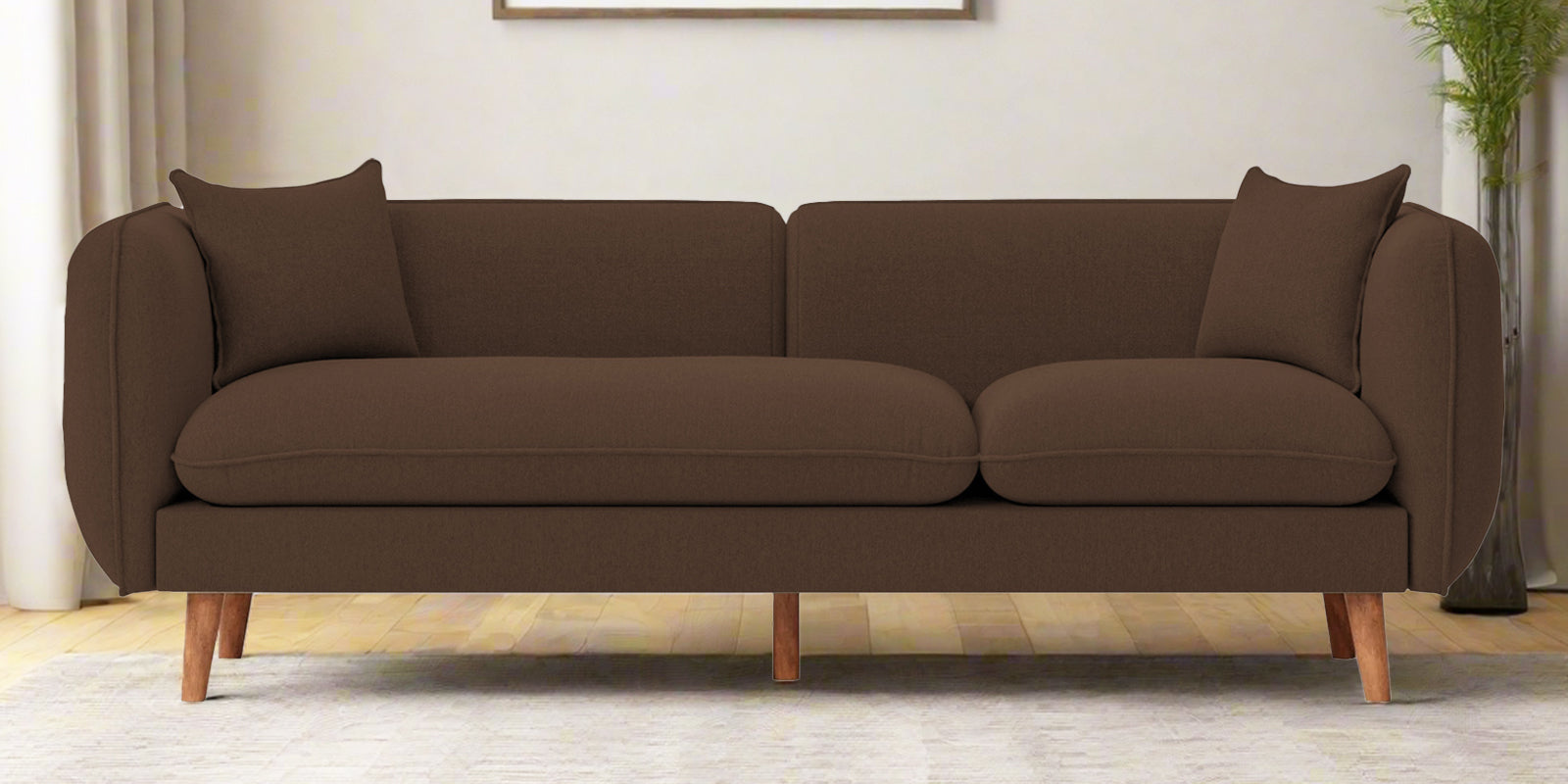 Reva Fabric 3 Seater Sofa In Ash Brown Colour - Febonic Living
