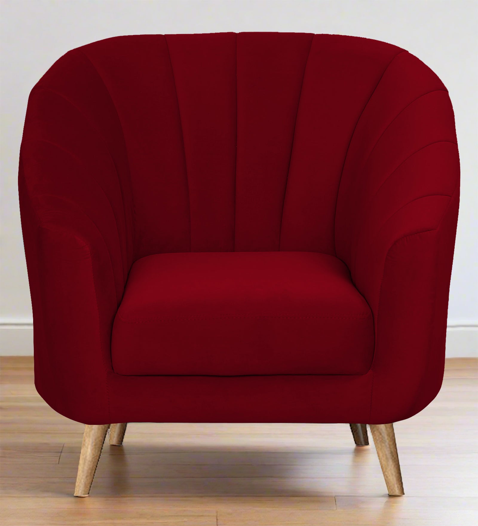 Nancy Velvet 1 Seater Sofa in Cherry Red Colour