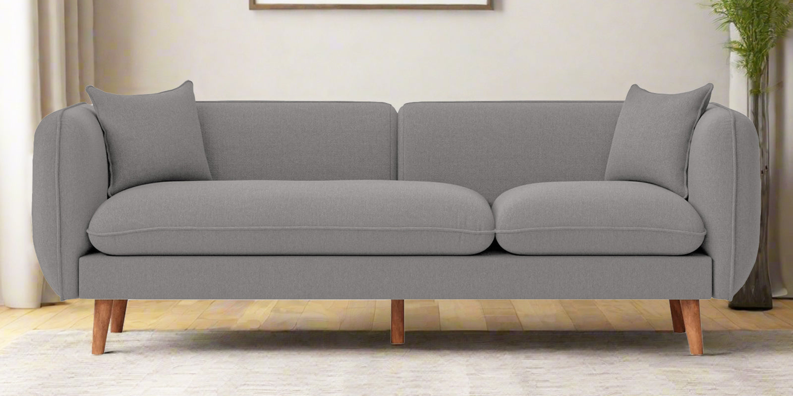 Reva Fabric 3 Seater Sofa In Silver Grey Colour - Febonic Living