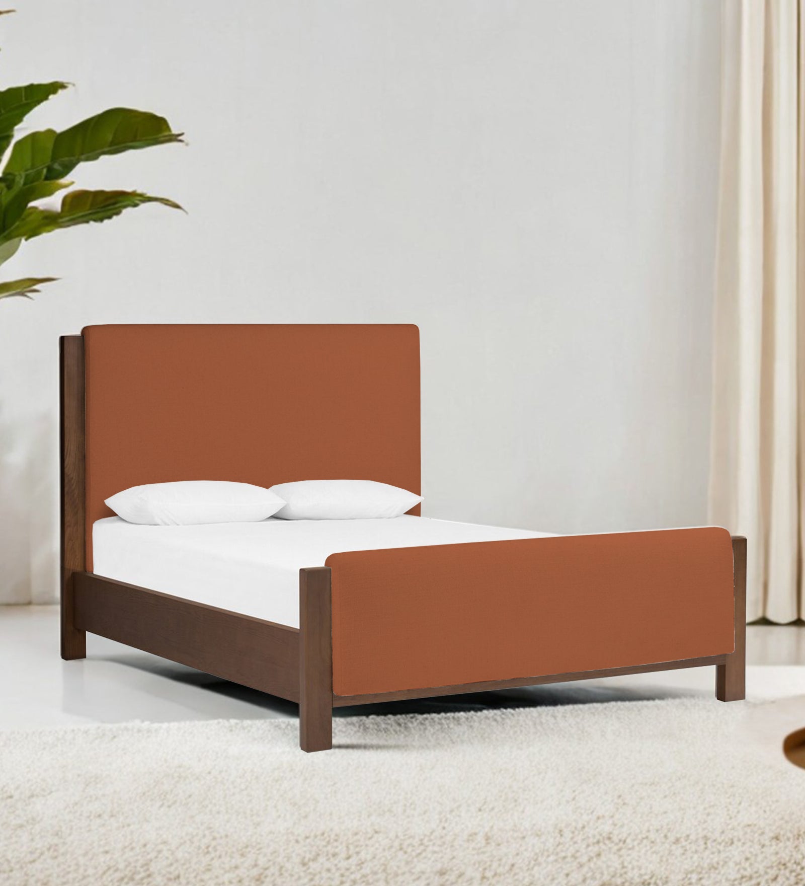 Zoro Boucle Fabric King Size Bed in Light Orange Colour - Febonic Living