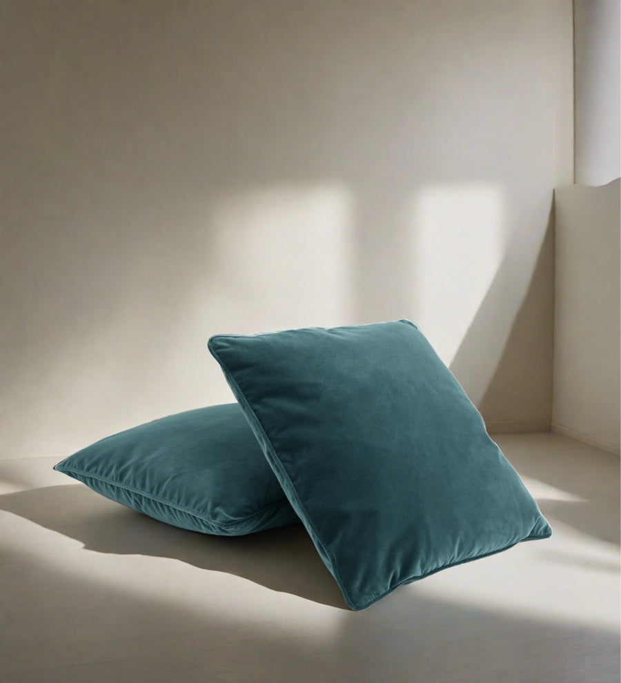 Lucca  20x20 inches Cushion + Covers (Pack of 2) Velvet - Oxford Blue by Febonic Living