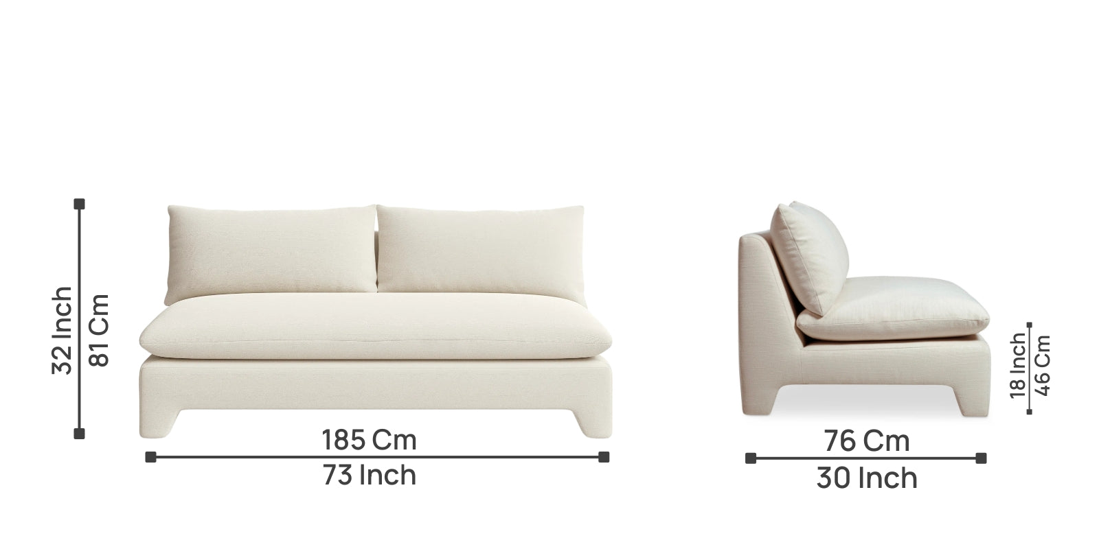 Azura Fabric 3 Seater Sofa In Ivory Cream Colour