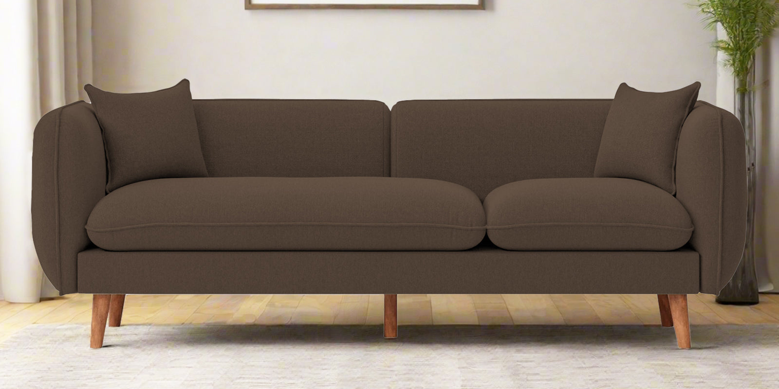 Reva Fabric 3 Seater Sofa In Rosy Brown Colour - Febonic Living