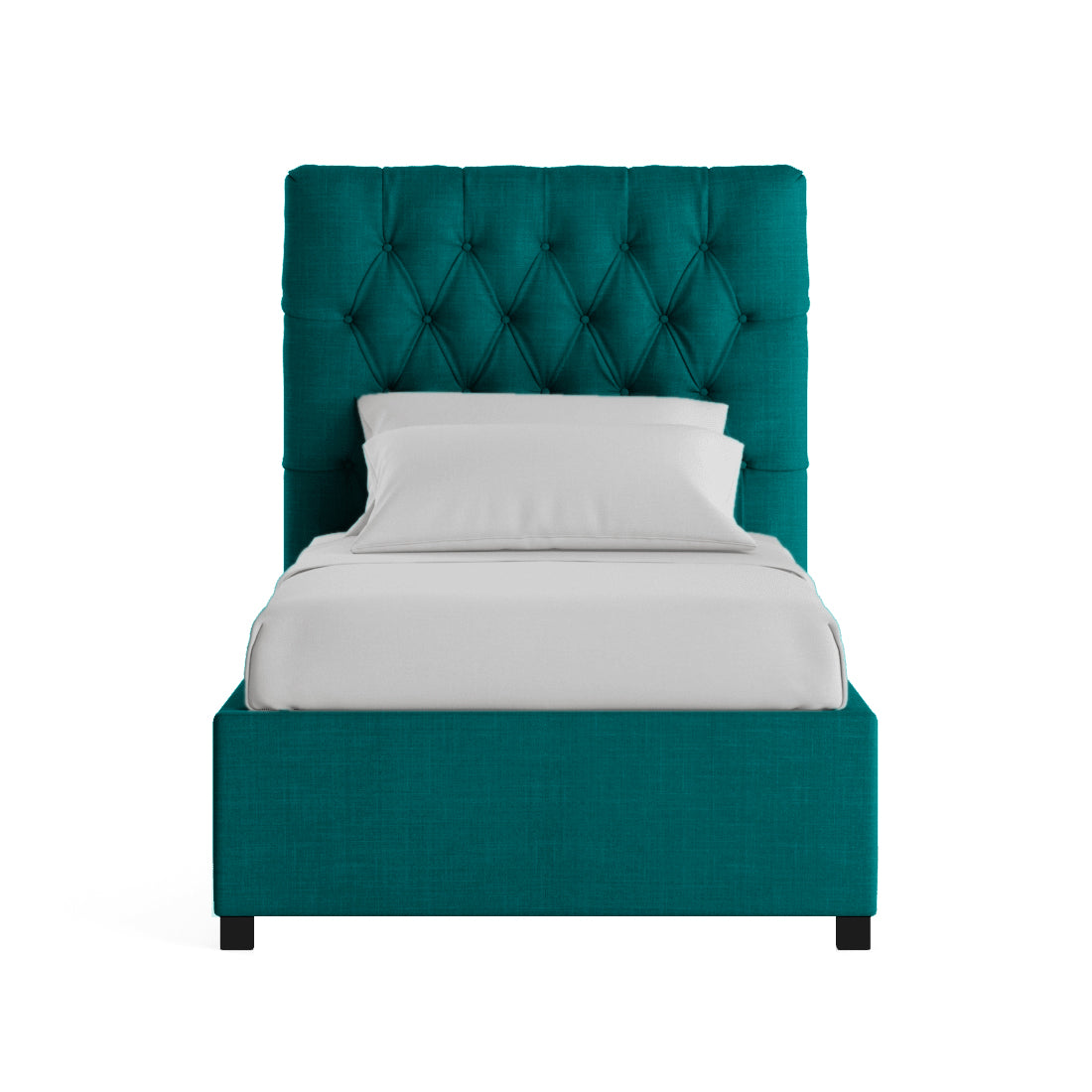 Isko Fabric Upholstered Single Bed in Sea Green Colour with Box Storage