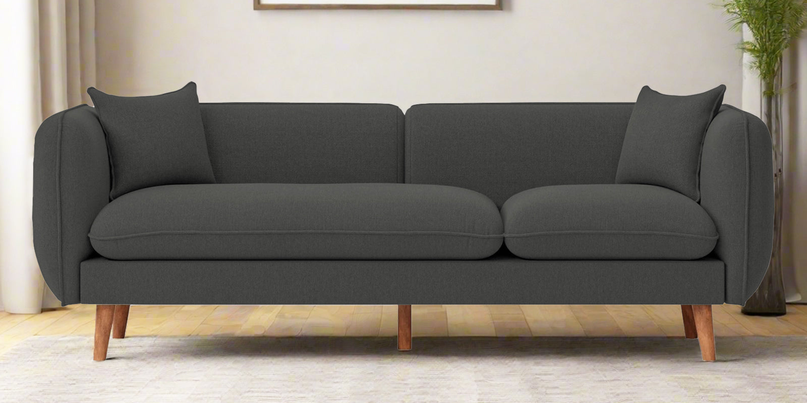 Reva Fabric 3 Seater Sofa In Stone Grey Colour - Febonic Living