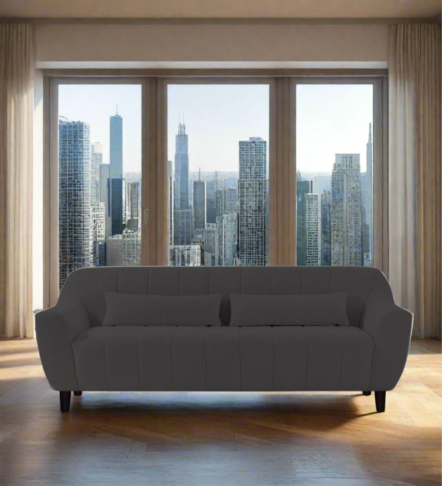 Nesco Boucle 3 Seater Fabric Sofa - Avio Grey by Febonic Living