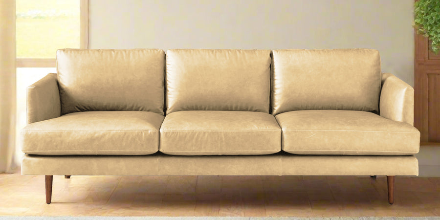 Sterio Leatherette 3 Seater Sofa In Peach Beige Colour - Febonic Living