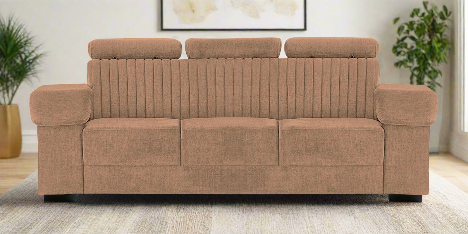 Draco Fabric 3 Seater Sofa In Cosmic Beige Colour - Febonic Living