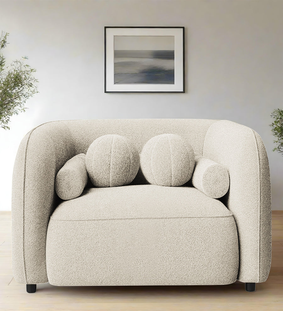 Corny  1 Seater Boucle Fabric Sofa - Shell White by Febonic Living