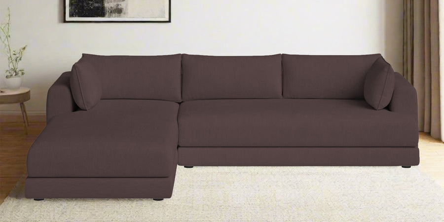Ziggy Fabric Rhs Sectional Sofa 3 Lounger In Night Brown Colour - Febonic Living