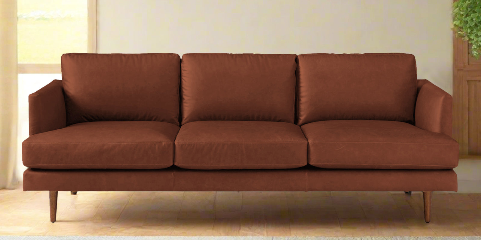Sterio Leatherette 3 Seater Sofa in Sandle Brown Colour