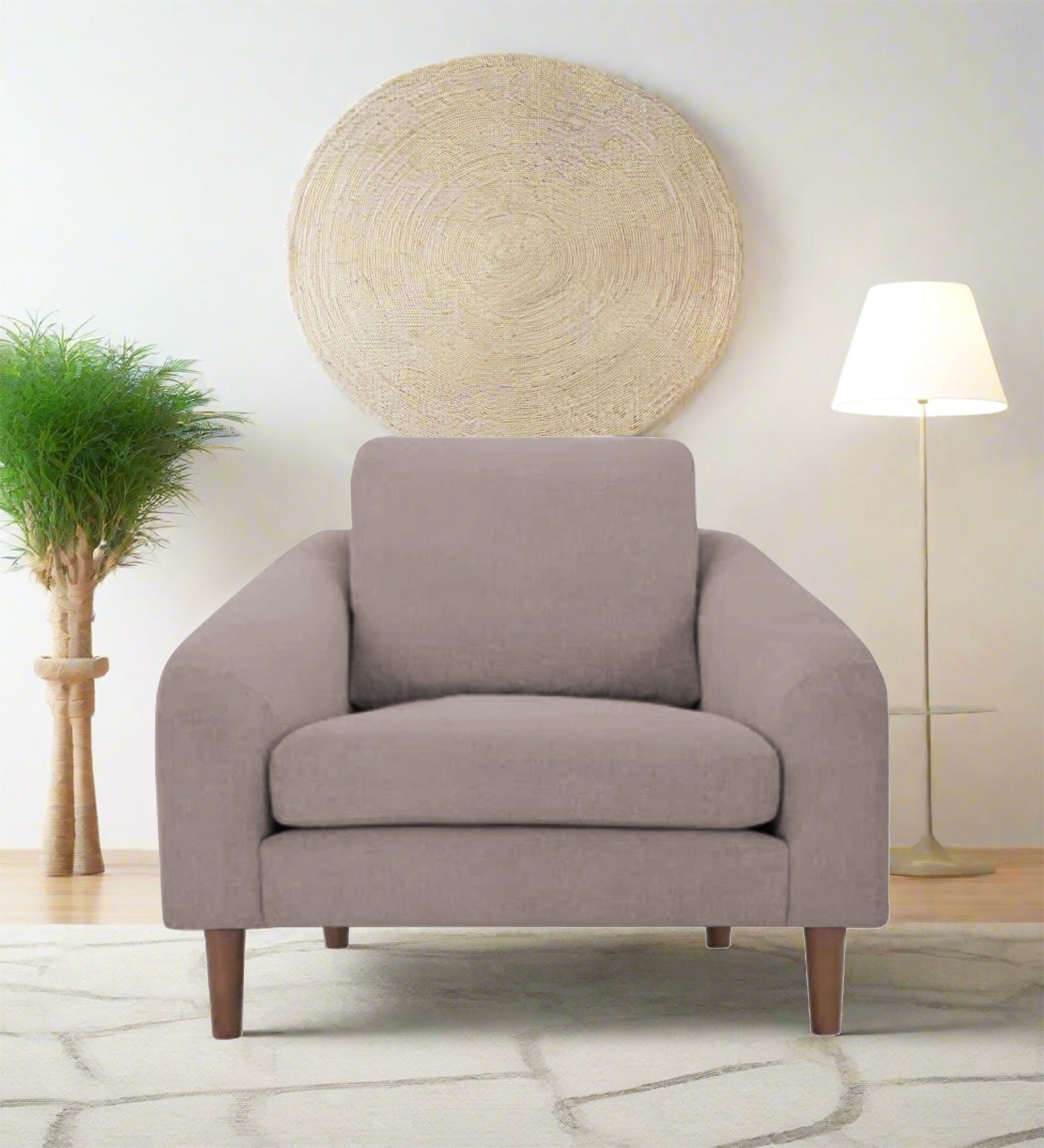 Elara Fabric 1 Seater Sofa in Almond Beige Colour - Febonic Living