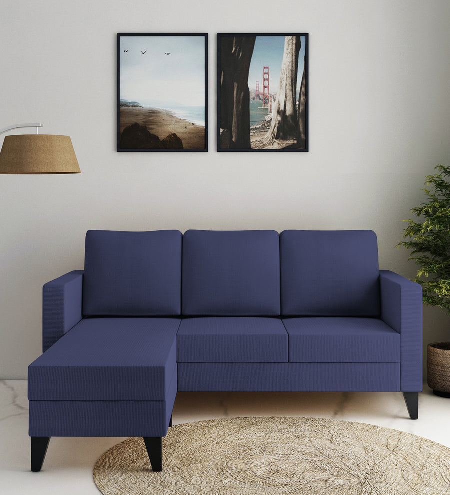 Nori  RHS  (2+Lounger) Fabric Sectional Sofa - Slate Blue by Febonic Living