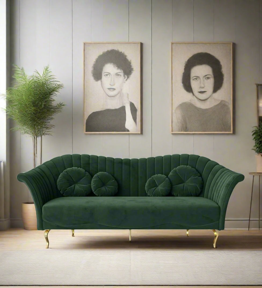 Dikka 3 Seater Velvet Sofa - Amazon Green by Febonic Living