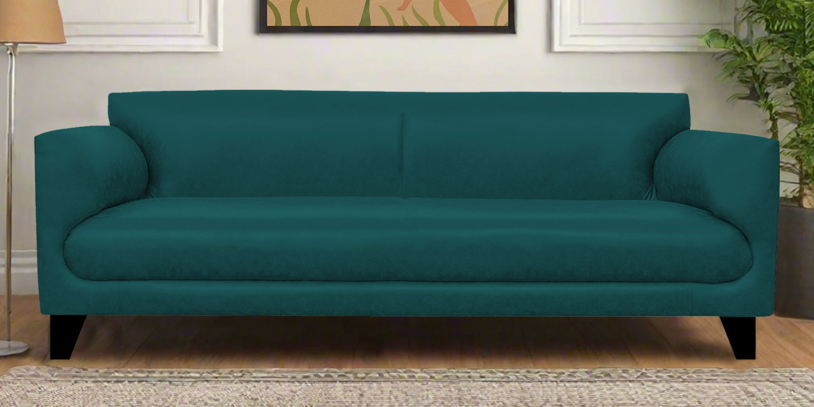 Convi Leatherette 3 Seater Sofa In Peakcock Blue Colour - Febonic Living