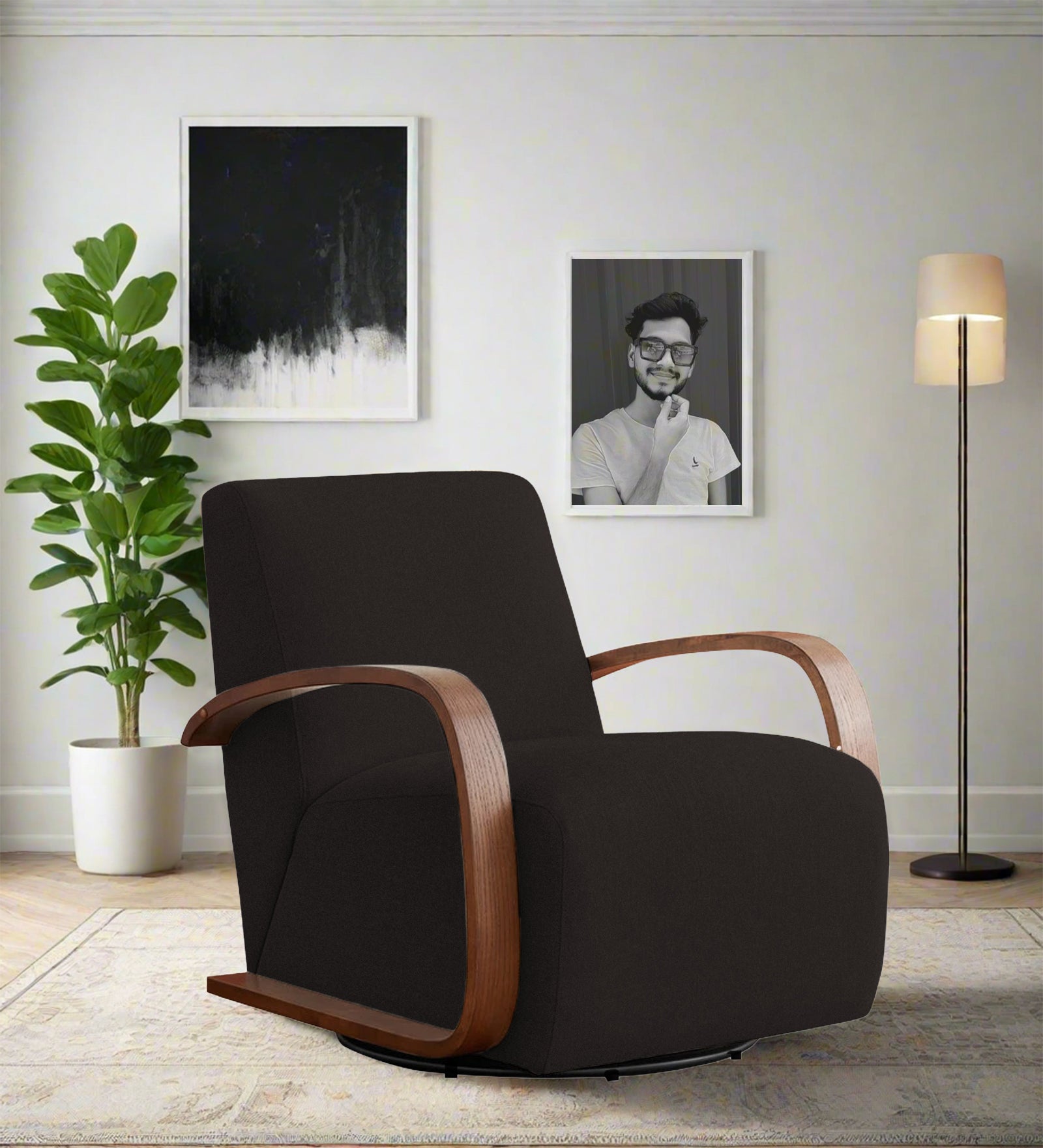 Balma Fabric Swivel Chair in Cara Brown Colour