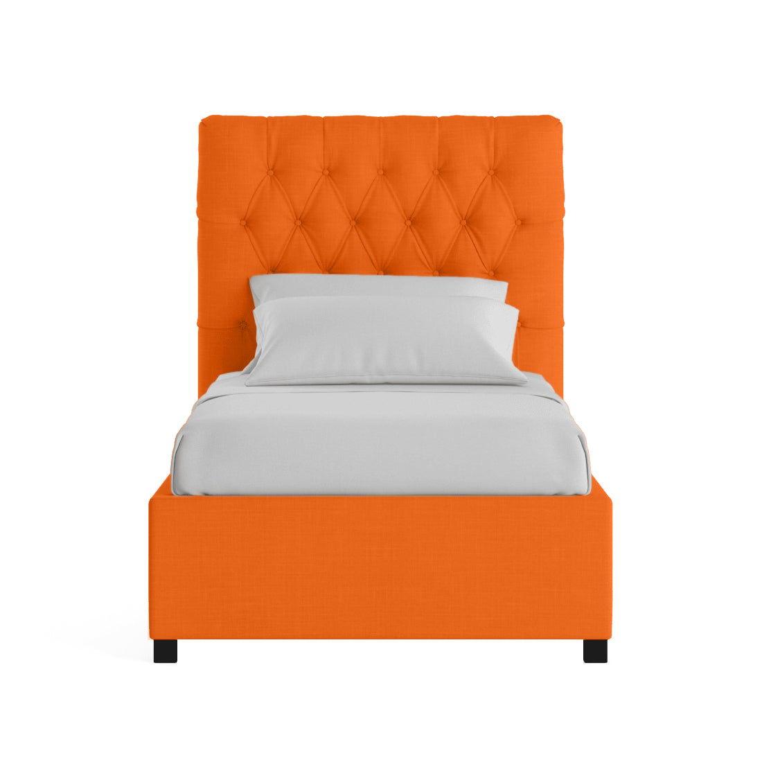 Isko Fabric Upholstered Single Bed in Vivid Orange Colour with Box Storage