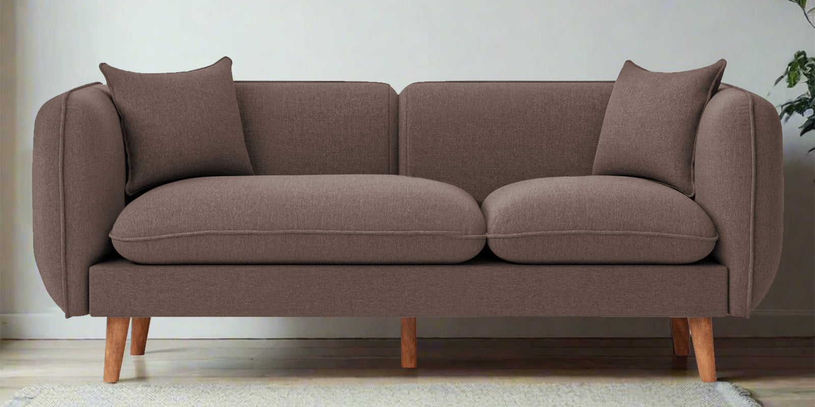 Reva Fabric 2 Seater Sofa In Ginger Brown Colour