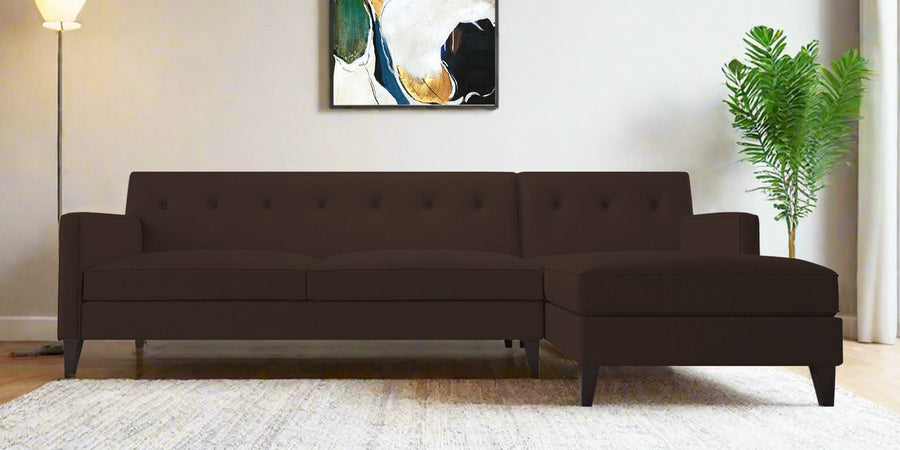 Miller Fabric Lhs Sectional Sofa 3 Lounger In Coffee Brown Colour - Febonic Living