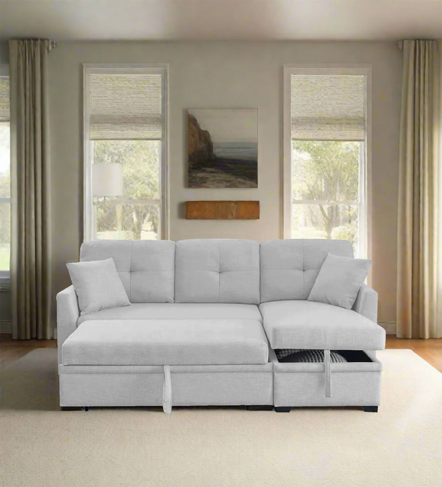 Jody  3 Seater Pull Out  Cum Bed Fabric Sofa - Lit Grey by Febonic Living