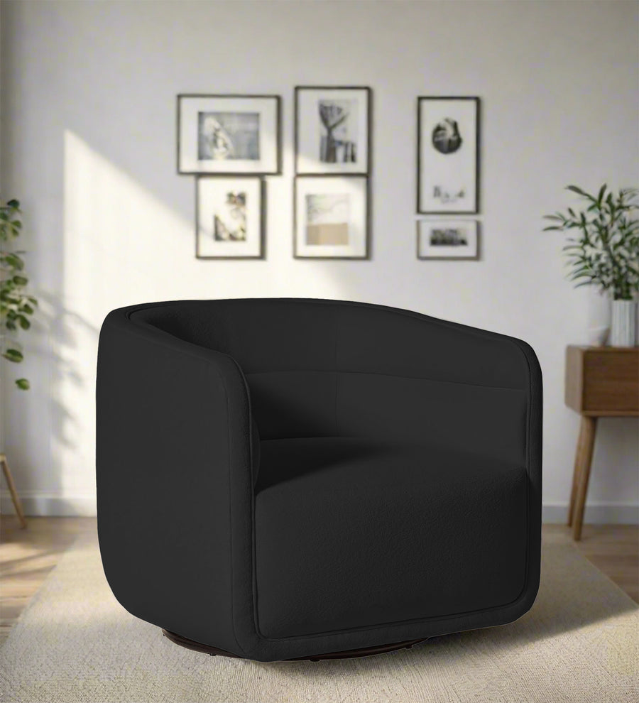 Ria  Swivel Fabric Chair - Bitter Black by Febonic Living