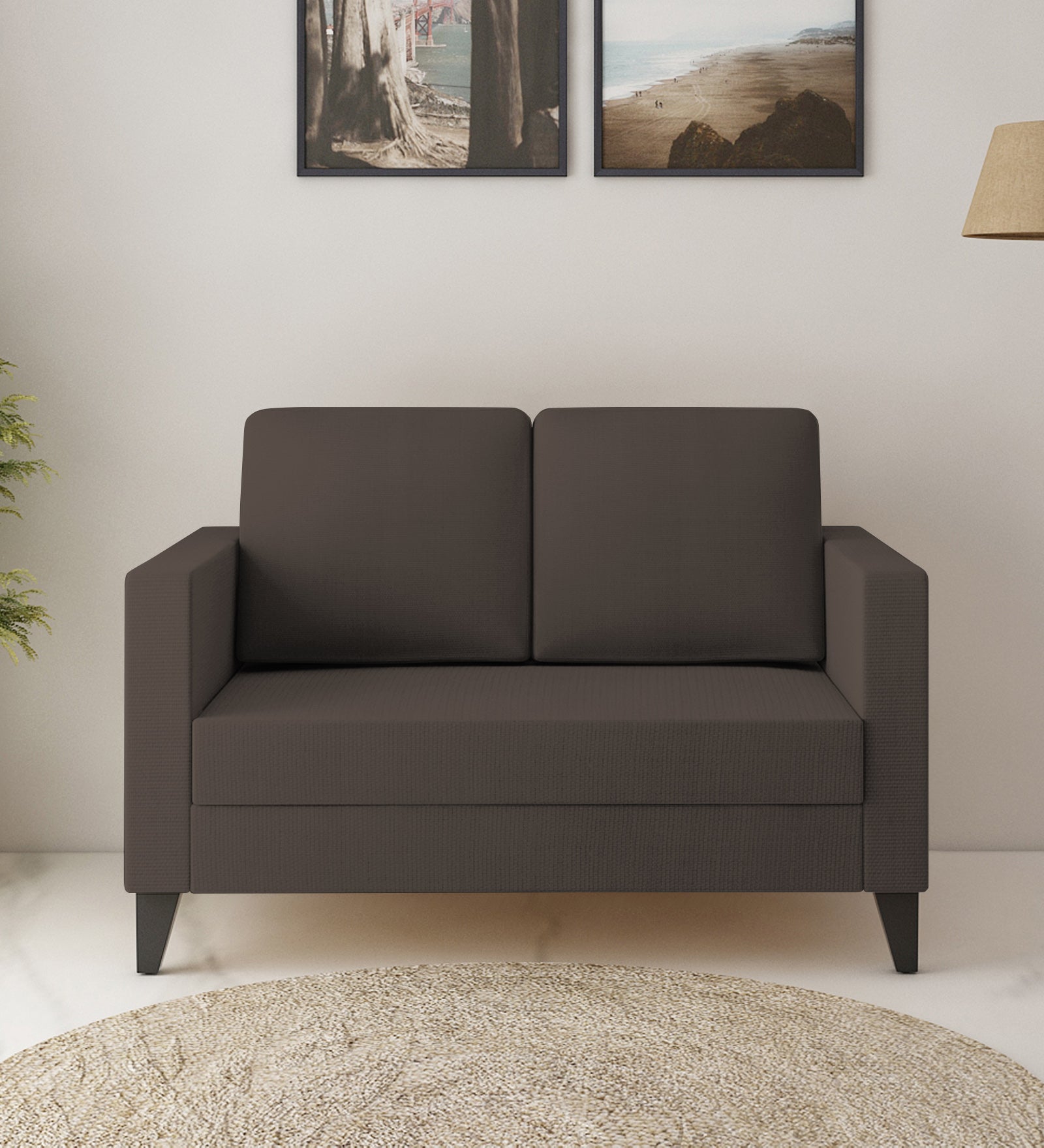 Nori Fabric 2 Seater Sofa In Caspa Brown Colour