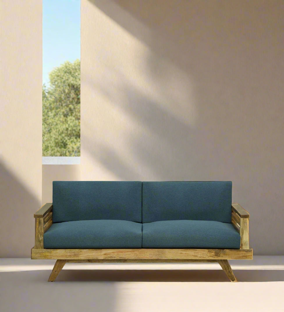 Matur Mango Wood 3 Seater Sofa In Natural Finish